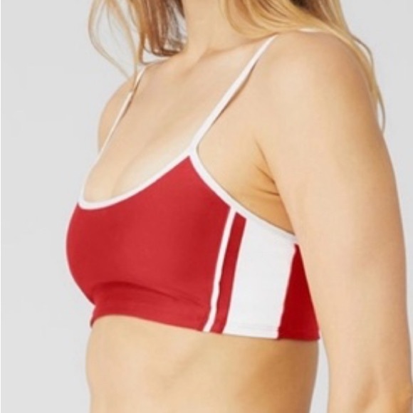 ALO Yoga Airlift Car Club Sports Bra Red White Adjustable Size Medium NWOT - Picture 3 of 8